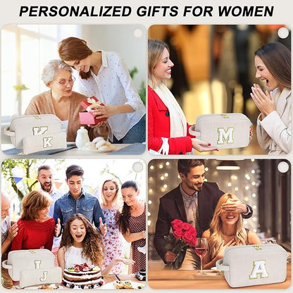 YOOLIFE Initial Travel Makeup Bag Cosmetic Bag - Teen Girl Gifts Trendy Stuff Friend Birthday Gifts for Women Teen Girl Kids