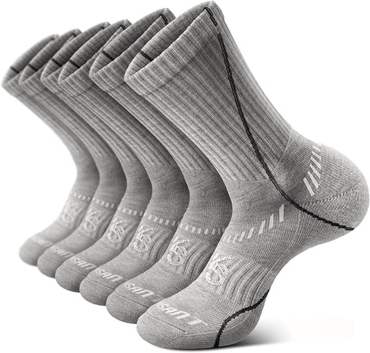 BULLIANT Compression Socks for Men 6Pairs, Athletic Crew Socks Cushioned For Men Sports Running-Arch Support