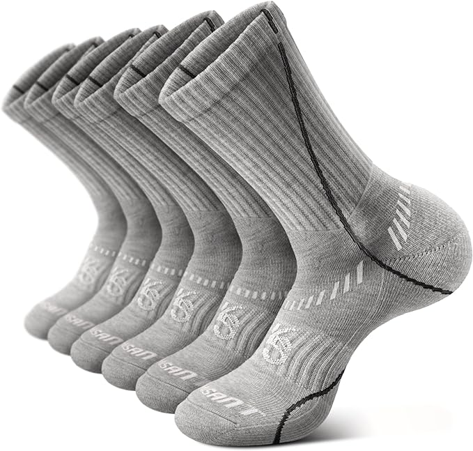 BULLIANT Compression Socks for Men 6Pairs, Athletic Crew Socks Cushioned For Men Sports Running-Arch Support