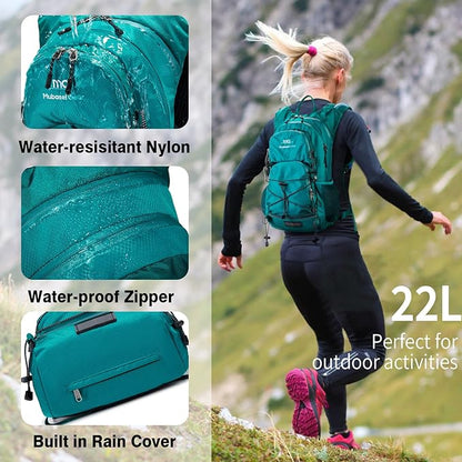 Insulated Hydration Backpack Pack with 2L Water Bladder Lightweight 22L Hiking Backpack Bag for Women Men Daypack for Hiking Running Festival Camping Biking