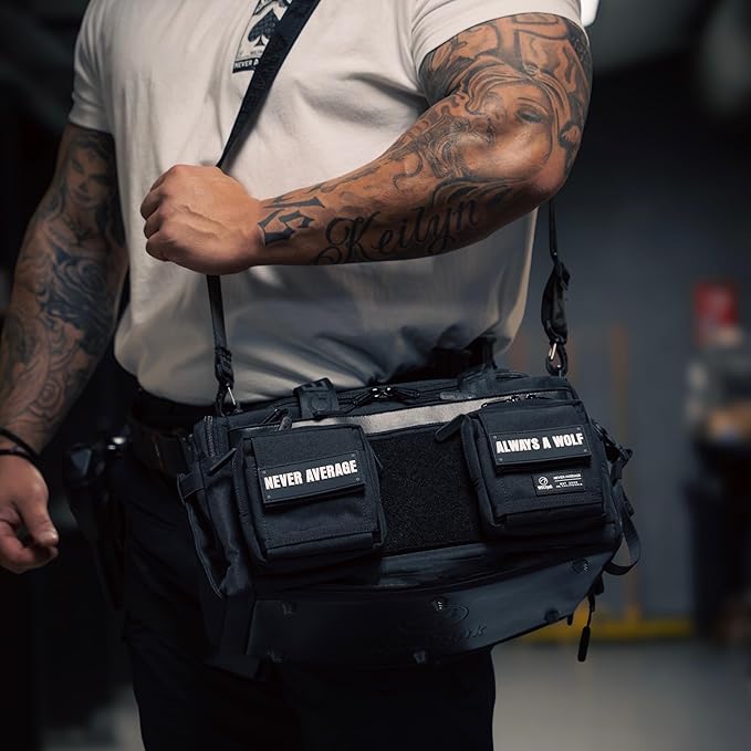 WOLFpak 20L Mini Duffle Bag for Gym & Travel | Waterproof Carry-On Weekender Bag with Shoe Compartment, Hard Bottom, and Tactical Molle System (Alpha Black)