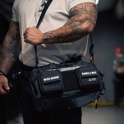 WOLFpak 20L Mini Duffle Bag for Gym & Travel | Waterproof Carry-On Weekender Bag with Shoe Compartment, Hard Bottom, and Tactical Molle System (Alpha Black)