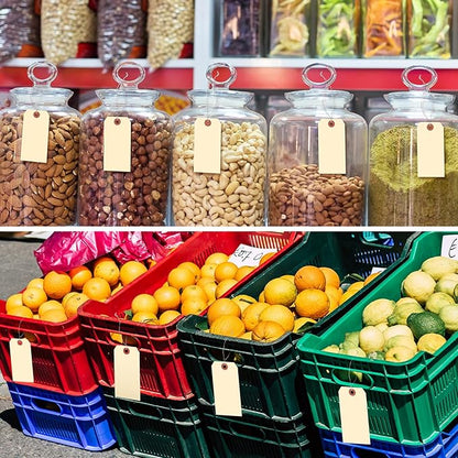 1000 Pcs Blank Manila Shipping Tags with Wire 4 3/4" x 2 3/8" Paper Hang Luggage Price Asset Gift Label Tags (Yellow)