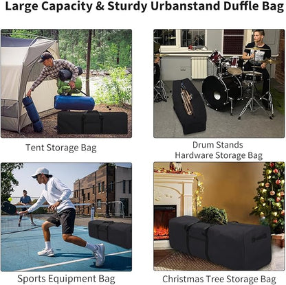 Urbanstand 52 Inch Large Duffle Bag for Travel Camping Sport Equipment Storage Bag with 2-way Lockable Zippers (Black)