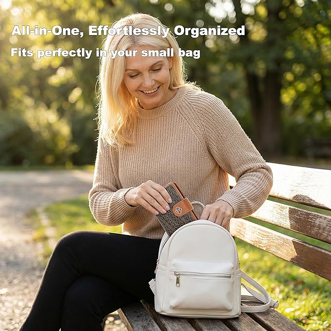 Passport Holder for Travel, RFID Blocking Leather Airtag Wallet for Women Men, Large Passport Cover Essentials Gift, Tickets, Cash, Photo, Sim Card Pen Slot - Brown