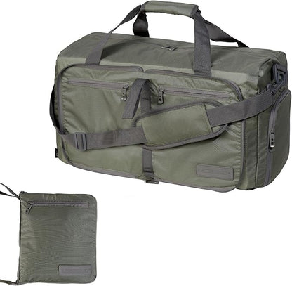 LEGEND 40L Foldable Duffle Bag for Travel - Packable Duffle Bags w/Shoe Compartment - Tear Resistant Collapsible Duffel Bags for Traveling - Lightweight Folding Duffel Bag for Men & Women -Army Green