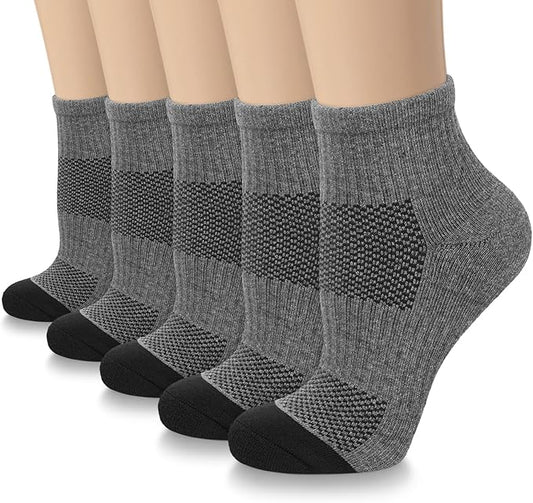 5 Pairs Copper Compression Socks for Women & Men - Ankle Plantar Fasciitis Arch Support Running Socks for Athletic