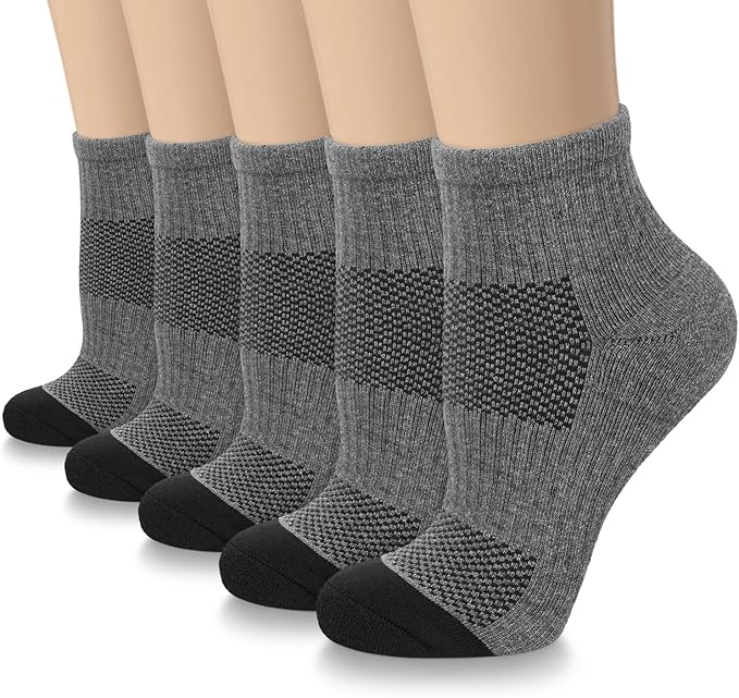 5 Pairs Copper Compression Socks for Women & Men - Ankle Plantar Fasciitis Arch Support Running Socks for Athletic