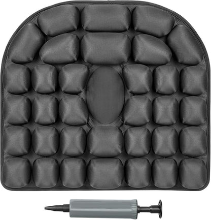 Travel Cushion for Airplane - Inflatable Seat Cushion for Long Flights, Perfect for Office Chairs, Wheelchairs, Car Seats & Outdoor Cushions Black Air-Filled 17.7x15.7 inches (Black)