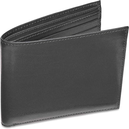 Bosca Men's Old Italian Leather Wallet RFID Blocking Modern Bifold Executive Design 8 Card Slots, Made in Italy - Black