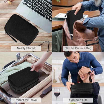 FYY Electronic Organizer, Large Travel Cable Organizer Bag Pouch Electronic Accessories Carry Case Portable Waterproof Double Layers All-in-One Storage Bag for Cable, Cord, Charger, Phone, Black