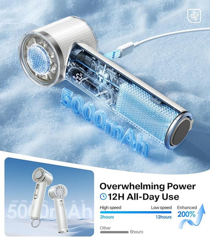 TORRAS COOLiFY iva Handheld Fan with Ice Cooler, [Chill by 50F], 0-100 Adjustable Speed, Super Mini Powerful Portable Fan 5000mAh Rechargeable, Hand Fans for Travel Essentials, Gifts for Women, Ivory