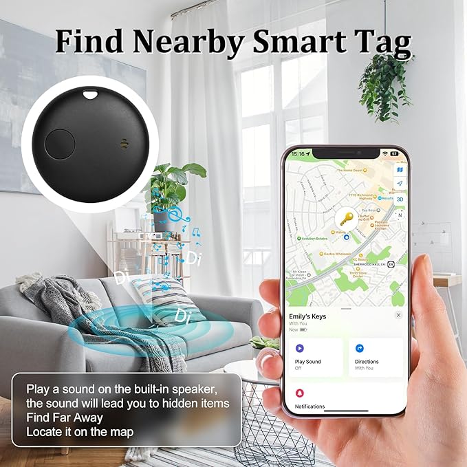 Geevon Smart tag-4 Pack Bluetooth Tracker Work with Apple Find My (iOS Only).Item Finder for Keys, Wallet,Backpack, Luggage (4P Black)