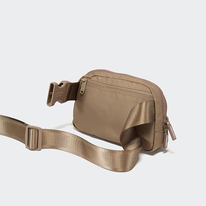 Pander Two Way Zipper Fanny Pack Nylon Everywhere Belt Bag for Women, Water Repellent Waist Packs, Crossbody Bags with Adjustable Strap (Gray Brown)