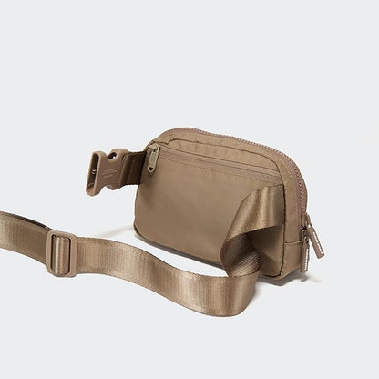 Pander Two Way Zipper Fanny Pack Nylon Everywhere Belt Bag for Women, Water Repellent Waist Packs, Crossbody Bags with Adjustable Strap (Gray Brown)