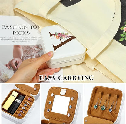 Parima Christmas Stocking Stuffers Gifts for Teenage Girls Women - Mother Birthday Gifts, Bonus Mom Gifts, Stepmom Gifts, Personalized Initial Jewelry Box Travel Jewelry Case - Letter C, White