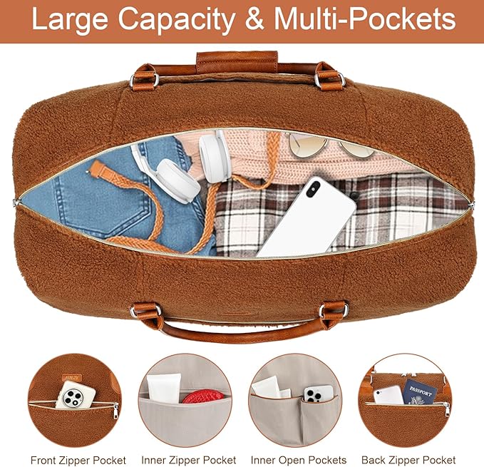 Weekender Bag for Women, Travel Duffel Bag Carry On Overnight Bag with Shoe Compartment Large Nylon Travel Weekend Tote Bag