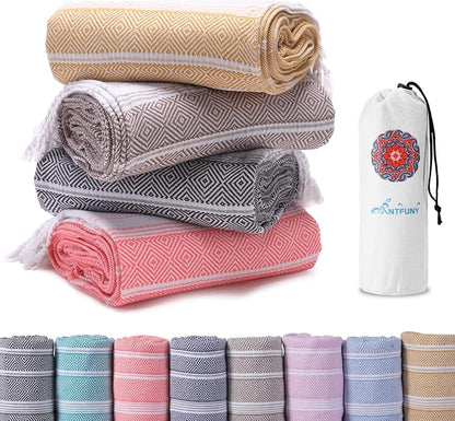 4 Packs Turkish Beach Towels Vacation Essentials Oversized Bath Pool Swim Towel Set Bulk Quick Dry Sand Free Extra Large Xl Big Blanket Adult Travel Cruise Accessories Must Have Clearance Stuff