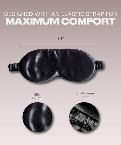 Silk Sleep Mask for Women and Men - Silk Eye Mask for Sleeping, Blindfold, Eye Covers, Pack of 2