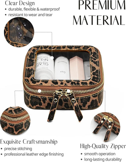 Popvibe Clear Makeup Bag Travel Cosmetic Case Transparent Toiletry Bag with Zipper, Portable Make Up Organizer Traveling Compact Car Bag for Essentials