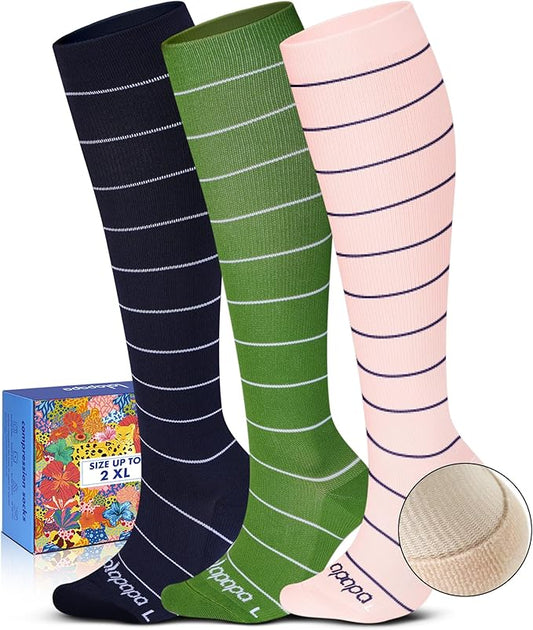 Cute Compression Socks for Women - 3 Pairs 20-30 mmHg Graduated Support Lightweight for Daily Wear Travel Nurse