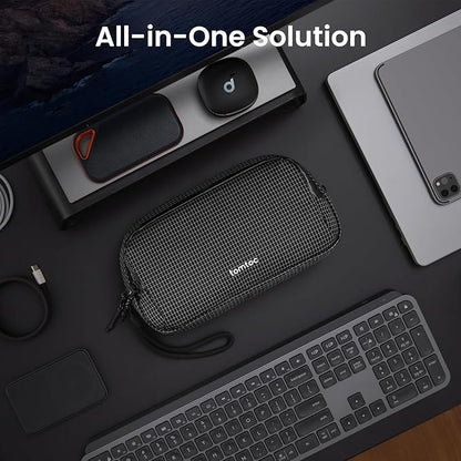 tomtoc Electronic Organizer Travel Case Performance, Water Resistant Dual Compartment Cable Organization Storage Bag for Charger, Cord, Phone, Hard Drive, Power Bank, Accessories Travel Essentials