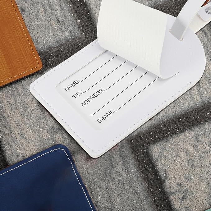PATIKIL Leather Luggage Tag, 50 Pcs Luggage Tags Pu Bag Tags for Suitcases Airplane Travel Essentials, White