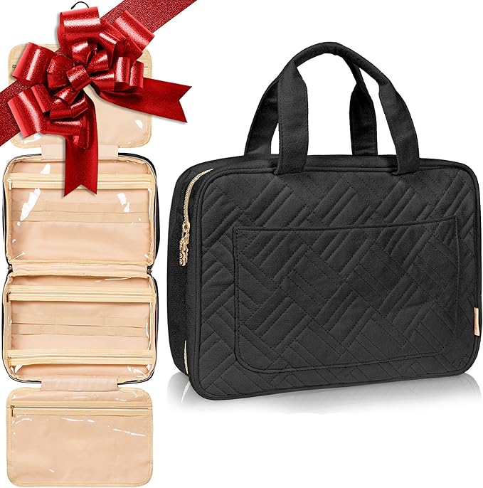 BOACAY Large Hanging Travel Toiletry Bag for Women, Makeup Bag, Bathroom & Shower Organizer Kit for Accessories, Cosmetics, Essentials