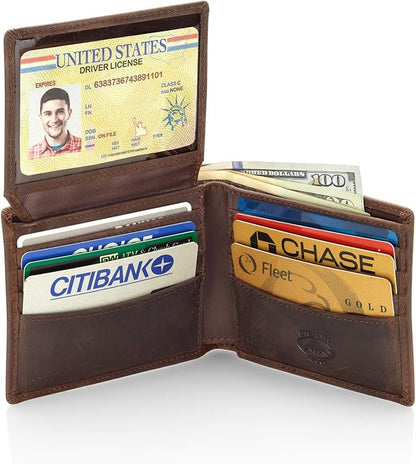 Stealth Mode Leather Bifold Wallet for Men With ID Window and RFID Blocking