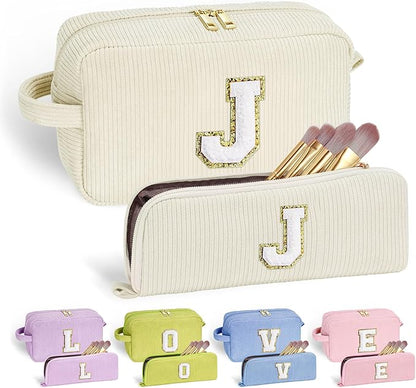 YOOLIFE Initial Travel Makeup Bag Cosmetic Bag - Teen Girl Gifts Trendy Stuff Friend Birthday Gifts for Women Teen Girl Kids