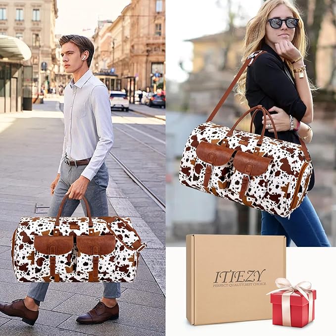 Garment Duffel Bag for Travel - Convertible Carry on Garment Duffel Travel Bag for Women Men Large Weekender Bag with Shoes Pouch 2 in 1 Hanging Suit Travel Duffel Bag 3pcs Set