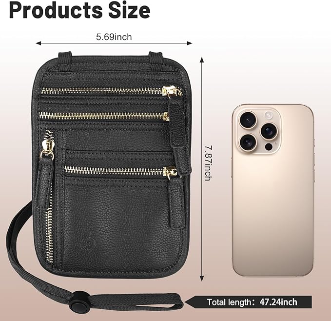 Sizobi Neck Wallet for Traveling Women Men, RFID Blocking Leather Passport Holder Pouch, Family Document Organizer Passport Wallets,International Travel Must Haves Travel Accessories