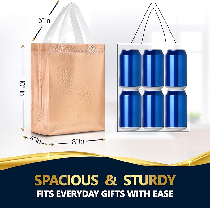 Nush Nush Rose Gold Gift Bags Bulk Medium Size - Set of 30 Reusable Bulk Gift Bags with Handles - Perfect Party Goodie Bag for Adults, Baby or Bridal Shower, Christmas, Events, Birthday - 8Wx4Dx10H