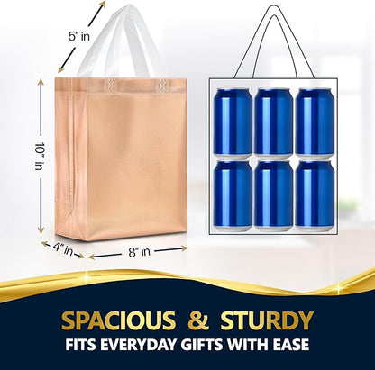 Nush Nush Rose Gold Gift Bags Bulk Medium Size - Set of 30 Reusable Bulk Gift Bags with Handles - Perfect Party Goodie Bag for Adults, Baby or Bridal Shower, Christmas, Events, Birthday - 8Wx4Dx10H