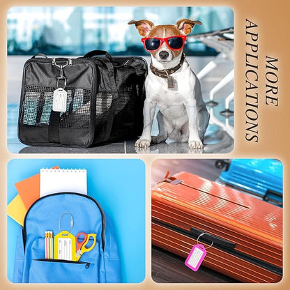 200 Pieces Bulk Luggage Tags for Suitcases Plastic Backpack Book Bag Baggage Name Tags