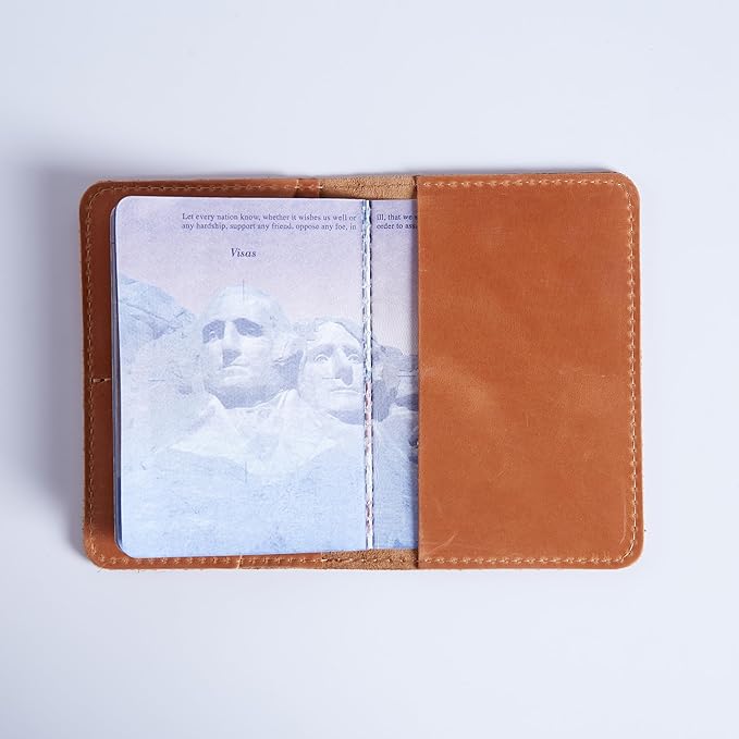 INCARNE US Leather Passport Holder for Travel - Passport Case - Passport Wallet for Men - Passport Cover for Women Sleeve Protector - Travel Essentials Vacation Luggage Travel Gifts - Vintage Cognac