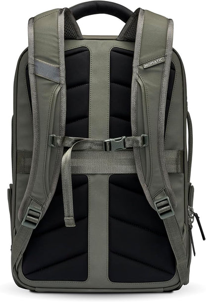 NOMATIC 14L Travel Pack - Water Resistant Laptop Bag - TSA-Ready Expandable Backpack (Olive)