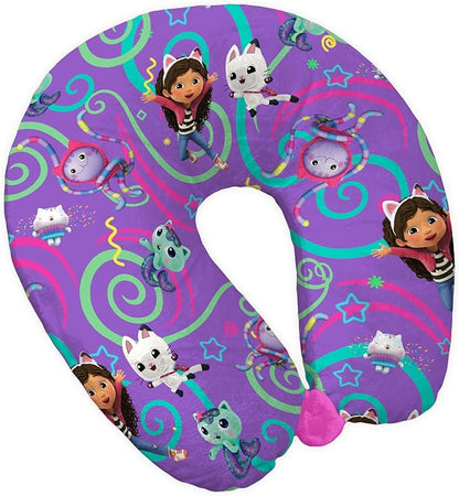 Northwest Gabby's Dollhouse Party Moves Travel Neck Pillow, U-Shaped Plush Cushion for Airplane, Traveling, Car, 12x13 inches