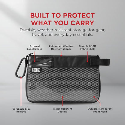 GOBAGS Production Zipper Bags - Electronics & Camera Accessories Bag - Cable organizer, Gear Accessory Pouch, Travel Camera Essentials (Small, Black, 2 pack)