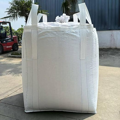 10 Pack ewori FIBC Jumbo Bulk Bag Diamond One Ton Bag 35.4"L x 35.4"W x 43.3"H 3300lbs SWL Safty Factor 3:1 Duffle Top Flat Bottom Heavy Duty Construction Woven Polypropylene Bags (10)