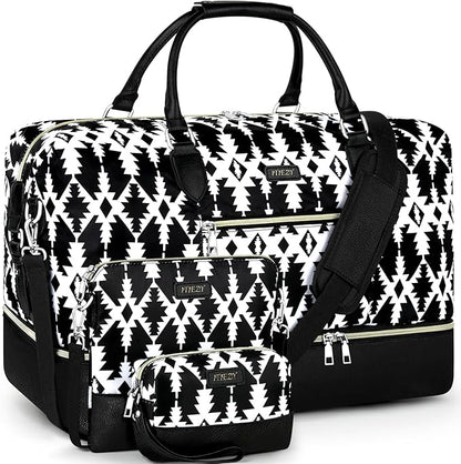 Weekender Bag for Women, Travel Duffel Bag Carry On Overnight Bag with Shoe Compartment Large Nylon Travel Weekend Tote Bag