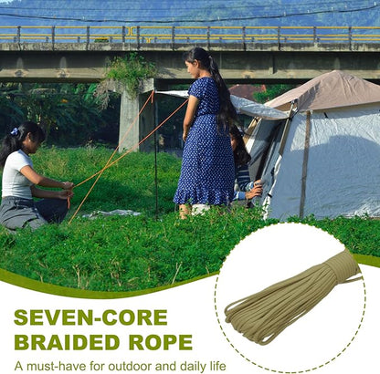 uxcell 4mm Nylon Rope, 10ft Portable Clothesline for Luggage and Backpack Tie Downs, Hanging Clothes, Swings, Camping and Mountaineering Tie Downs, Khaki