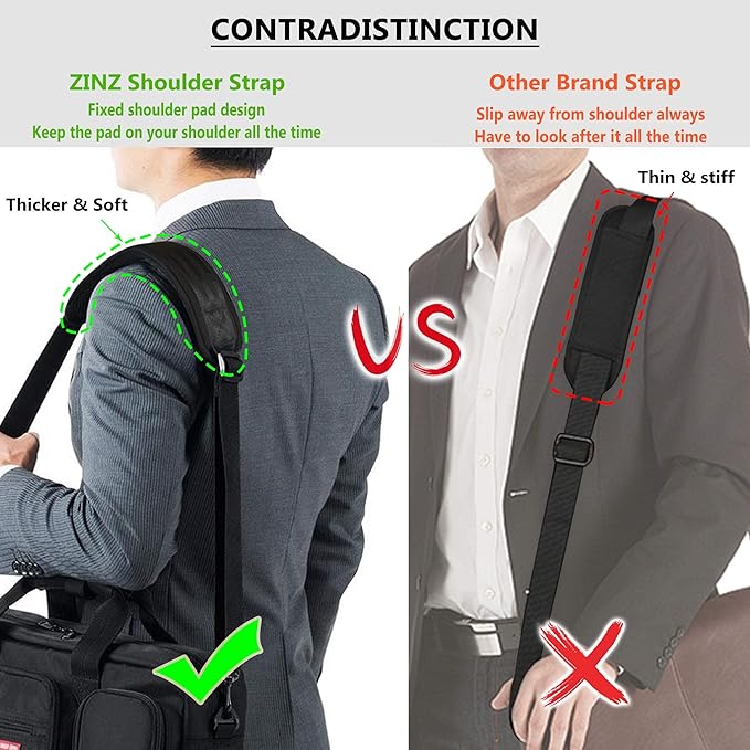 Shoulder Strap, ZINZ 79" Padded Adjustable Shoulder Bag Straps Replacement for Bags with D-Ring (B02K01)