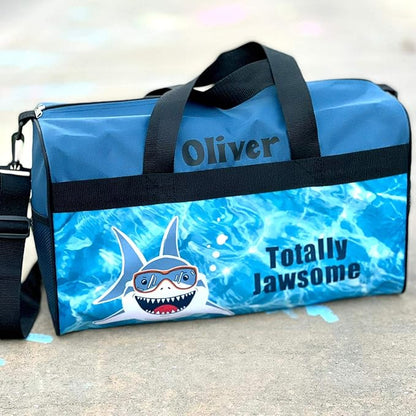 Personalized Kids 18 Inch Duffel Bag for Sports, Travel and Sleepover - Shark