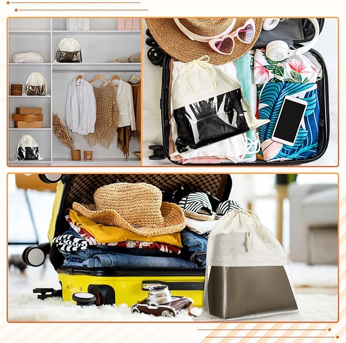 Shappy 12 Pcs Dustproof Drawstring Bags Purse Dust Storage Bags for Handbags Covers Non Woven Fabric Cloth Pouch String Packing Organizer Shoe Pouch(Large,Beige)