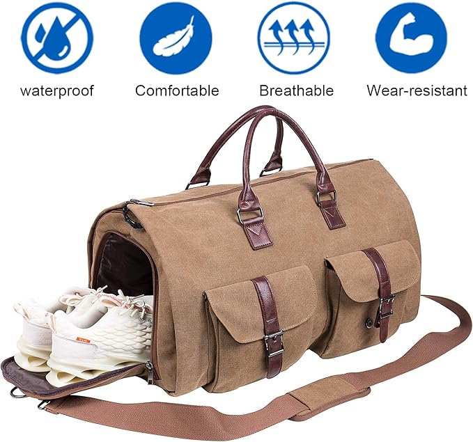 seyfocnia Convertible Travel Garment Bag,Carry on Garment Duffel Bag for Men Women - 2 in 1 Hanging Suitcase Suit Business Travel Bag