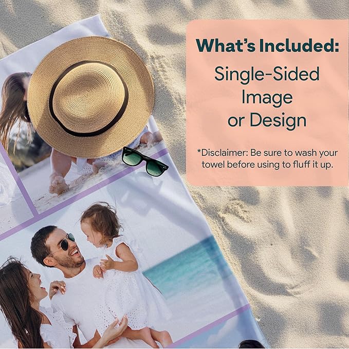 Winslow & Brody Ships Next Day - Personalized Beach Towel for Kids & Adults - Printed in USA - Custom Towels with Picture and Text - Quick Dry Pool Towels - Cotton/Poly Blend - 30" x 60" - 5 Photos