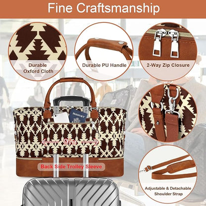 Weekender Bag for Women, Travel Duffel Bag Carry On Overnight Bag with Shoe Compartment Large Nylon Travel Weekend Tote Bag