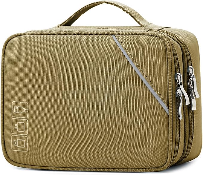 Lanola Electronic Accessories Case,Electronics Travel Organizer, Portable Double Layer Cable Storage Bag for Cord, Charger, Flash Drive, Phone, SD Card,Flash Drive,Adapter - Light Blue