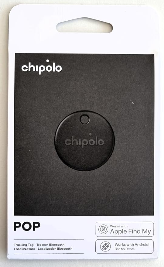 Chipolo POP Tracker Tag - Colorful, Compatible, Loud Bluetooth Tracker with Call Your Phone & Out of Range Alert, Works with Apple Find My or Google's Find My Device (Black)